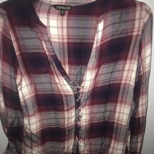 Flannel lace up blouse.